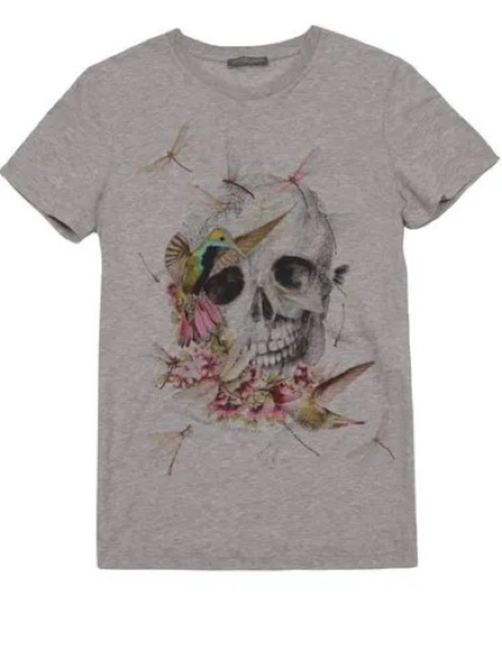 Alexander McQueen Y2K Skull and Dragonfly Shirt 100% Cotton Made in Italy white